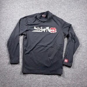 Quiksilver Rash Guard Mens Large Black Long Sleeve UVtech Swim Shirt